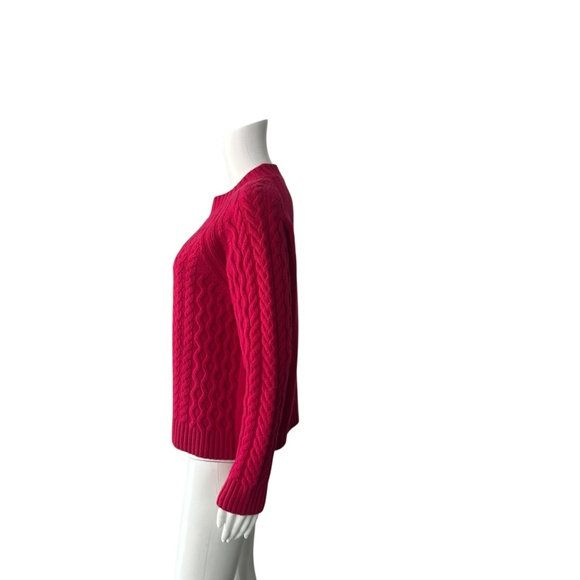 $395 Weekend MaxMara Fuchsia Pink Carpazi Cable Knit Sweater Size Medium - Picture 6 of 7